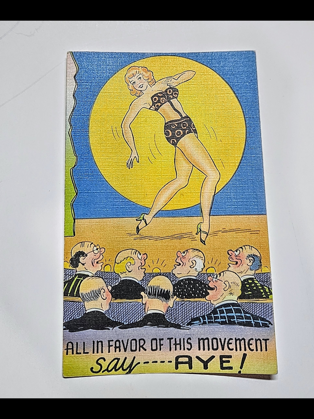 Vintage Post Card Of Pin Up Girl Dancing On Stag • This Post Card Is From 1940'